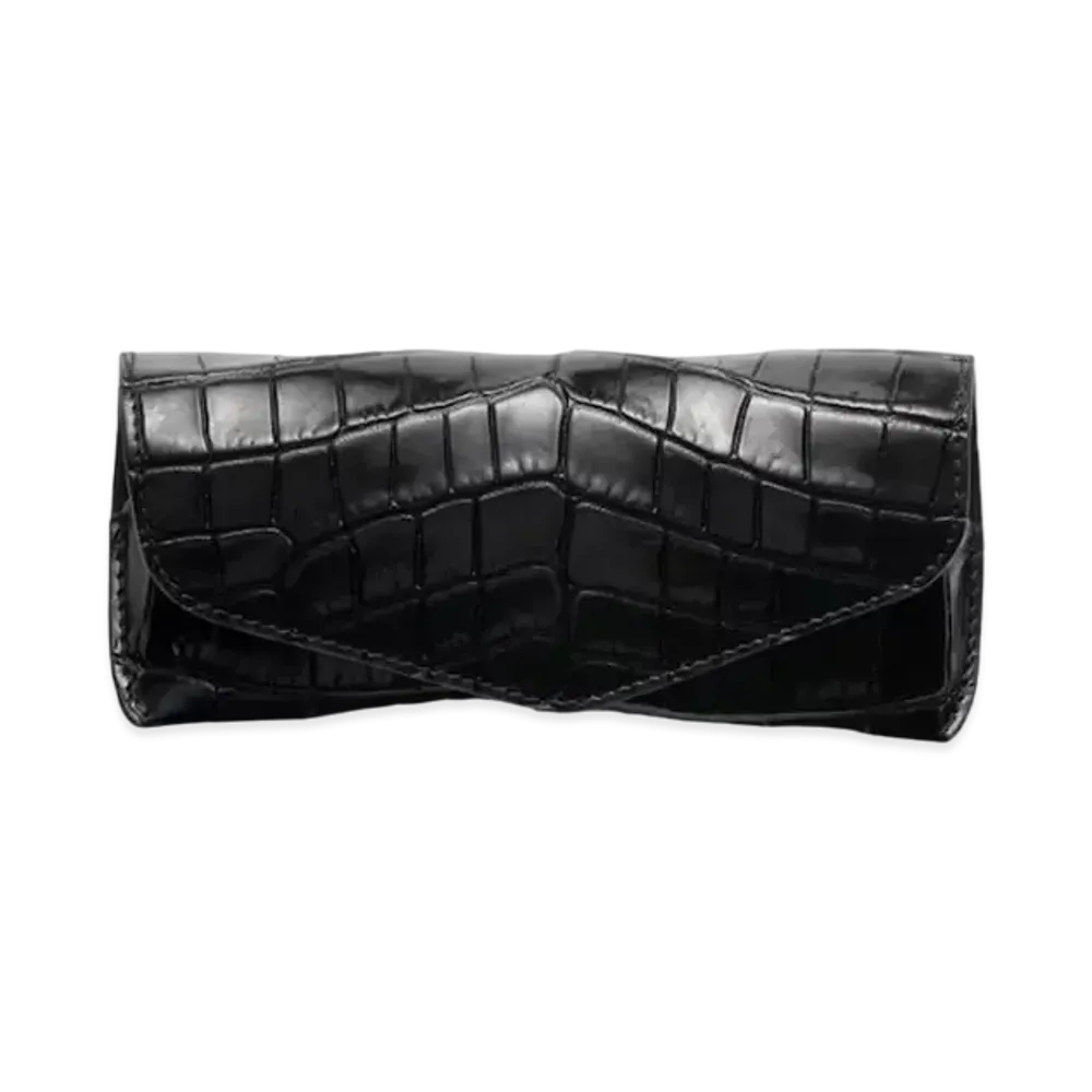 PRADA Crocodile Leather Glasses Case "Black"