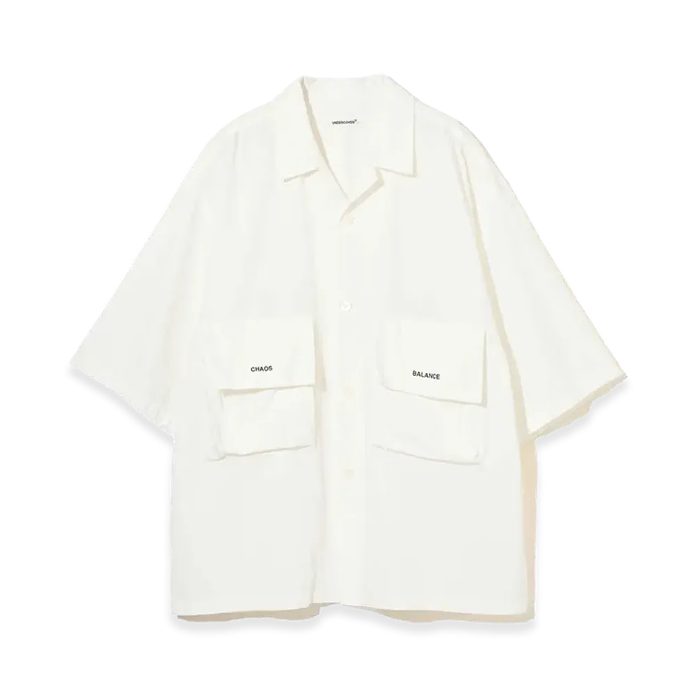 UNDERCOVER Cotton Half Sleeve Open Collar Shirt "Off White"