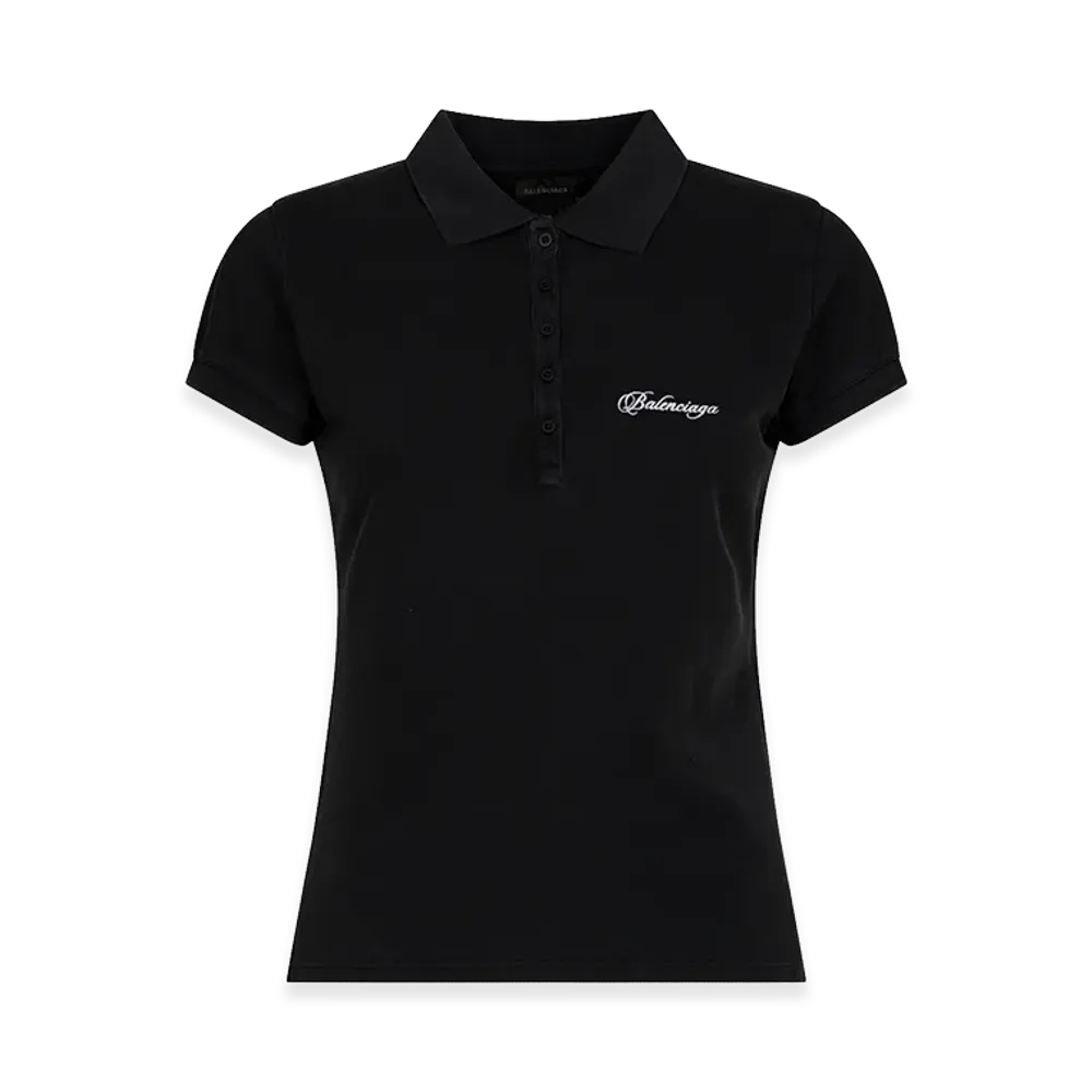 BALENCIAGA Women's Fitted Polo With Logo Embroidery "Black"