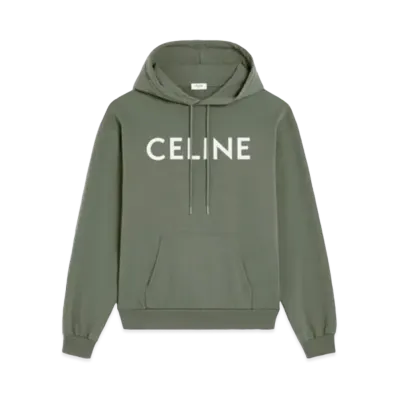 CELINE Loose Hoodie In Cotton Fleece "Khaki/Off White"