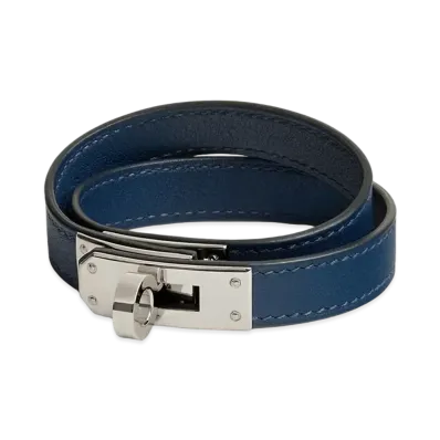 Hermes Kelly Double Tour Bracelet "Navy/Palladium"