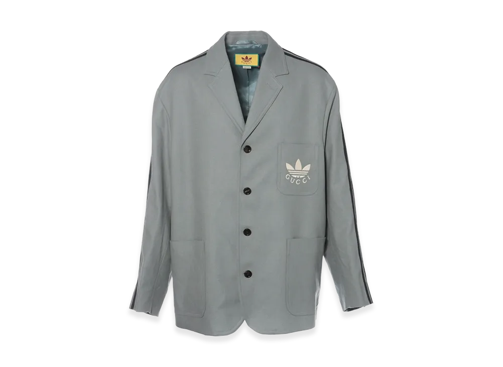GUCCI x adidas Logo Print Grey Blazer Jacket "Grey"
