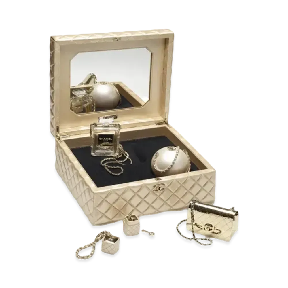 CHANEL Evening Bag Set Lambskin Gold Metal & Plexi "Gold/Transparent/White"
