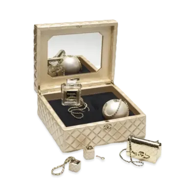 CHANEL Evening Bag Set Lambskin Gold Metal & Plexi "Gold/Transparent/White"