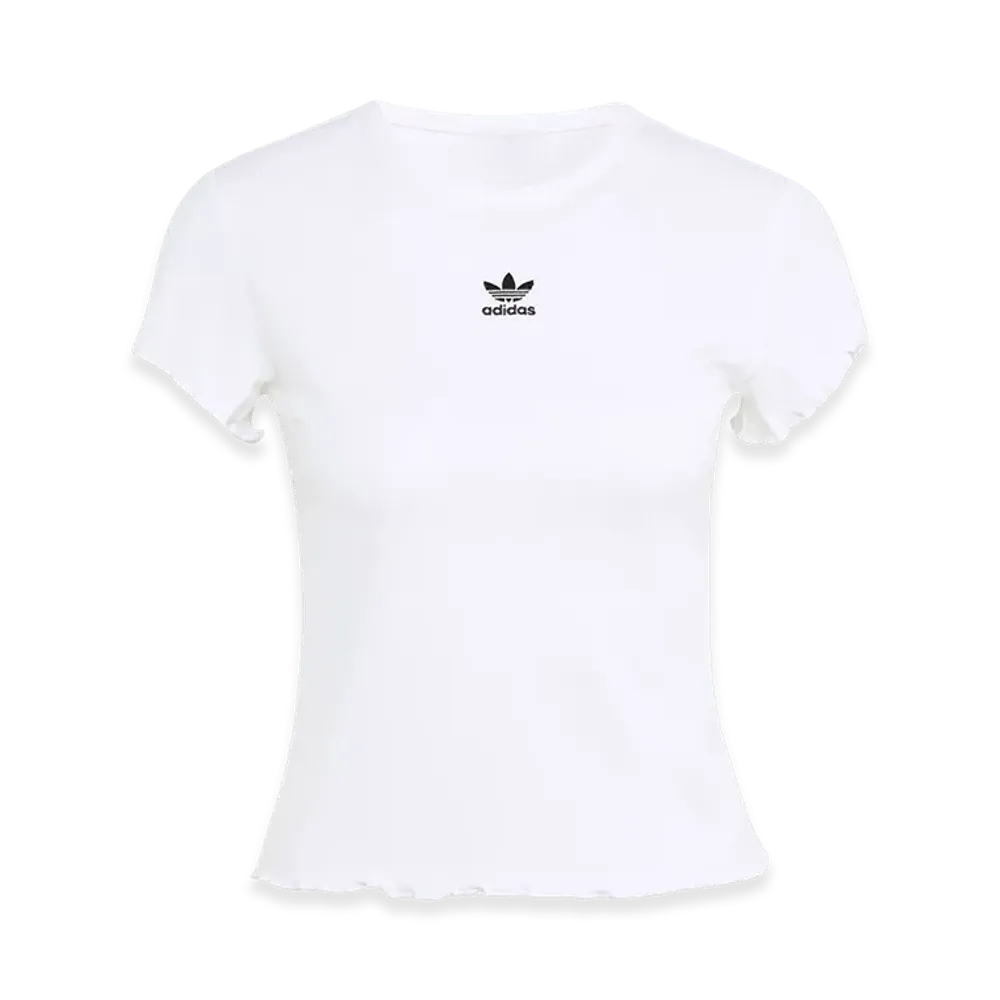 adidas Women's Essentials Scalloped Edge Baby Tee "White"