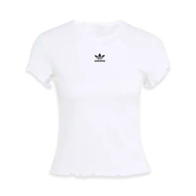 adidas Women's Essentials Scalloped Edge Baby Tee "White"