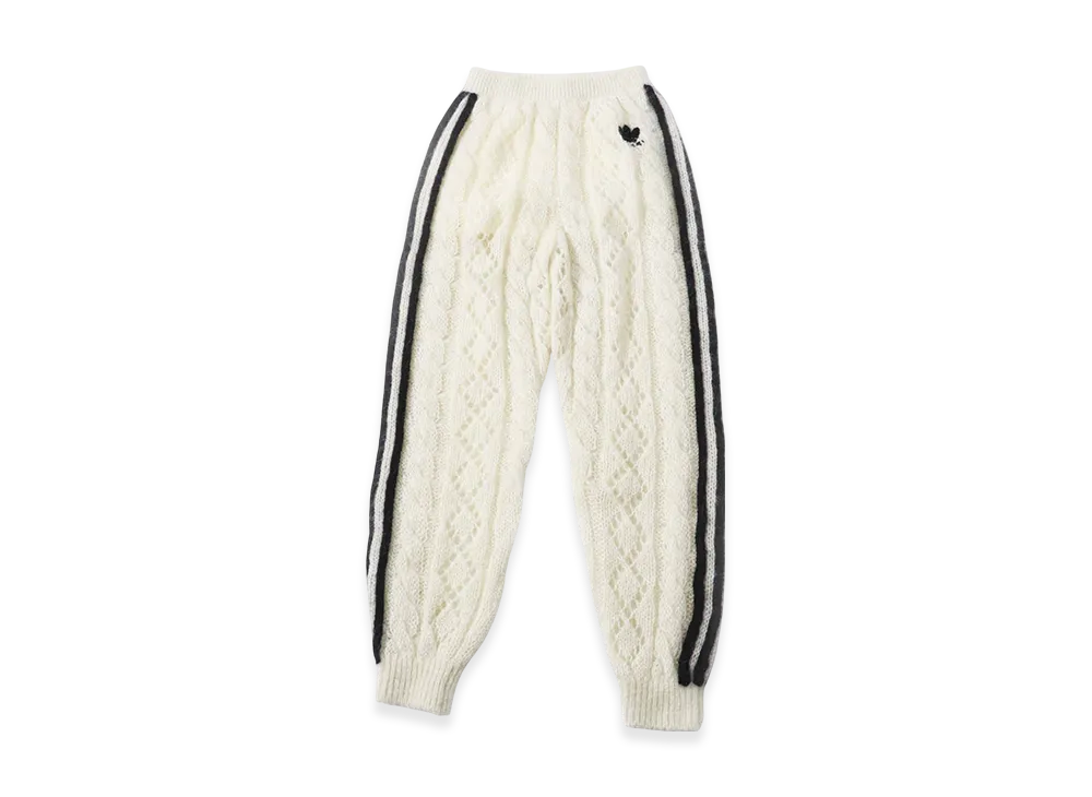 グッチ トレフォイル モヘア スリーストライプ ニットパンツ "アイボリー/ブラック"