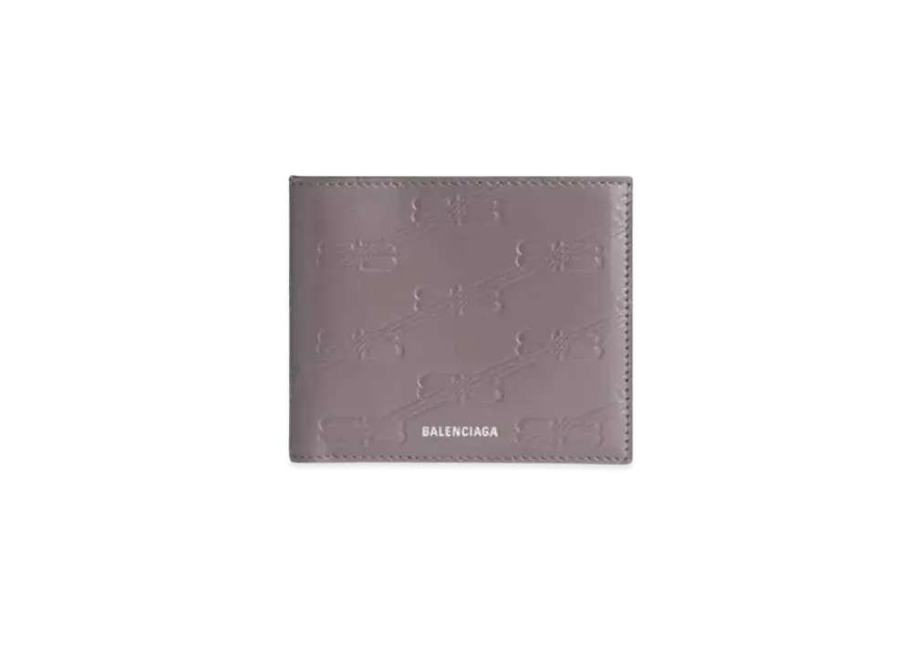 BALENCIAGA Embossed Monogram Square Fold Wallet Box "Gray"