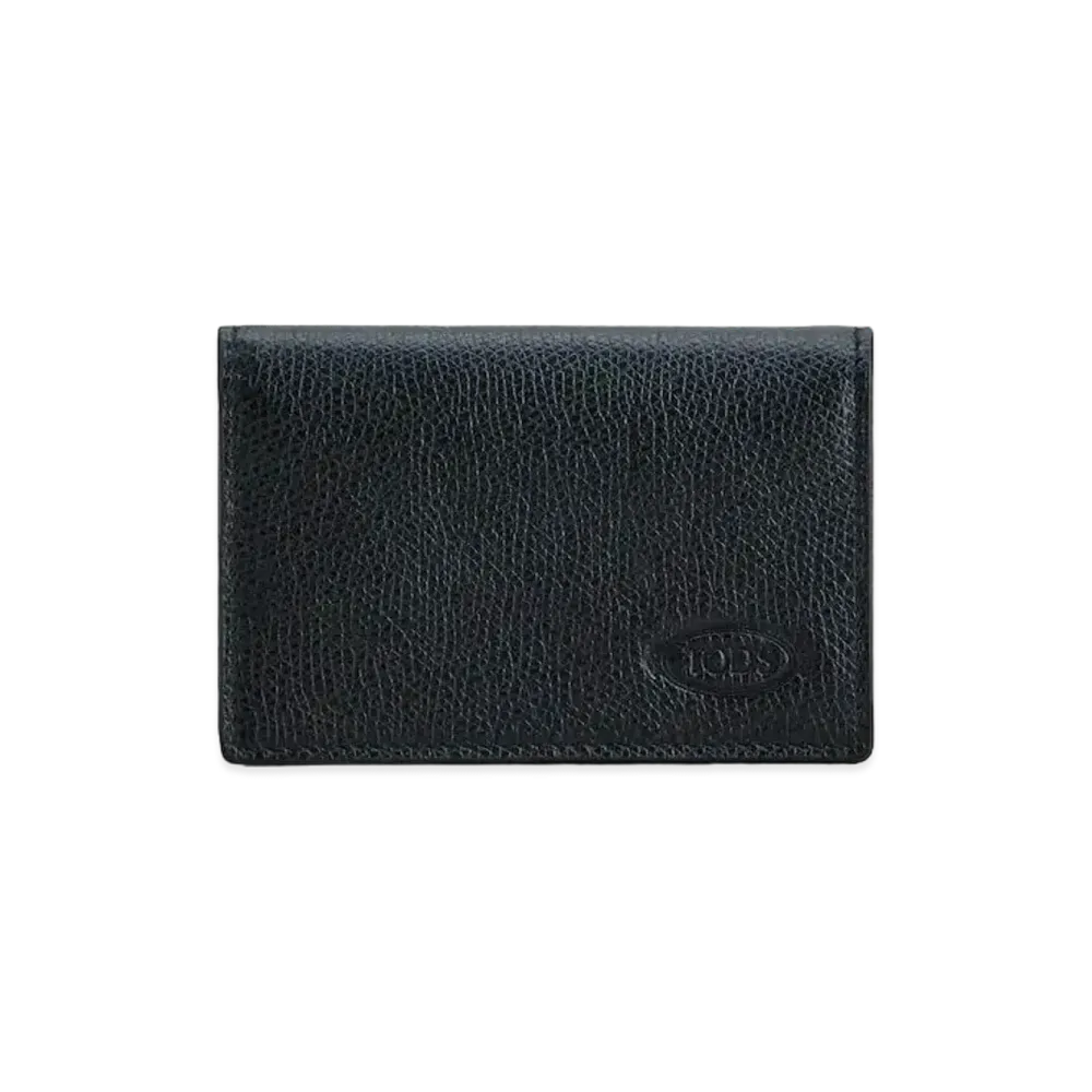 TOD'S Leather Business Card Holder "Black/Green"