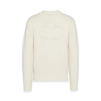 PRADA Wool Cashmere Crewneck Sweater "White"