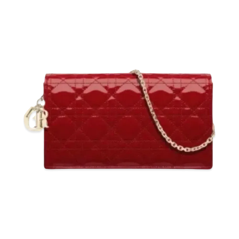 Dior Patent Curfskin Rectangle Wallet "Red"