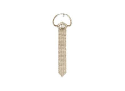 GUCCI Crystal Tie Shape Necklace "Palladium"