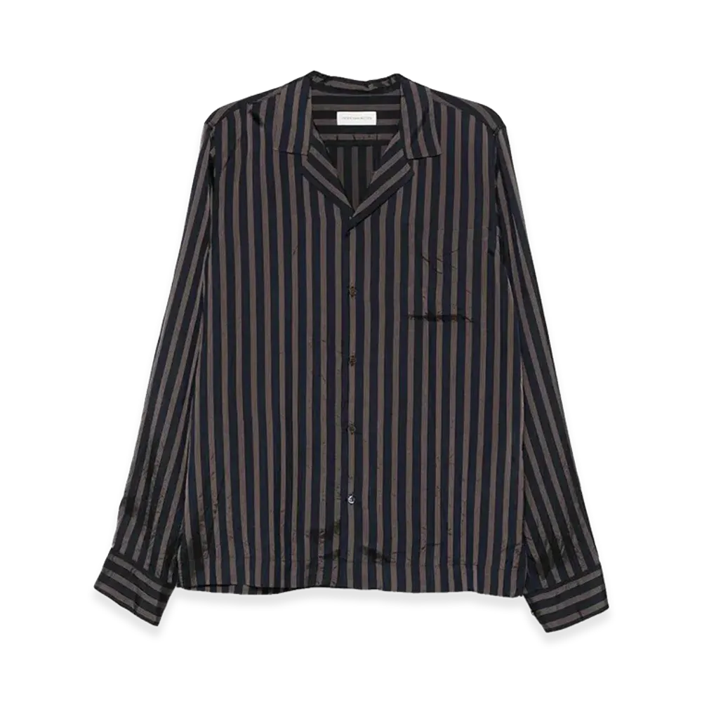 DRIES VAN NOTEN Carly Striped Cupro Shirt "Blue"