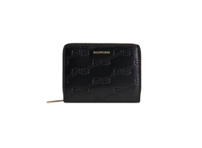 BALENCIAGA Embossed Monogram Bifold Compact Wallet Box "Black"