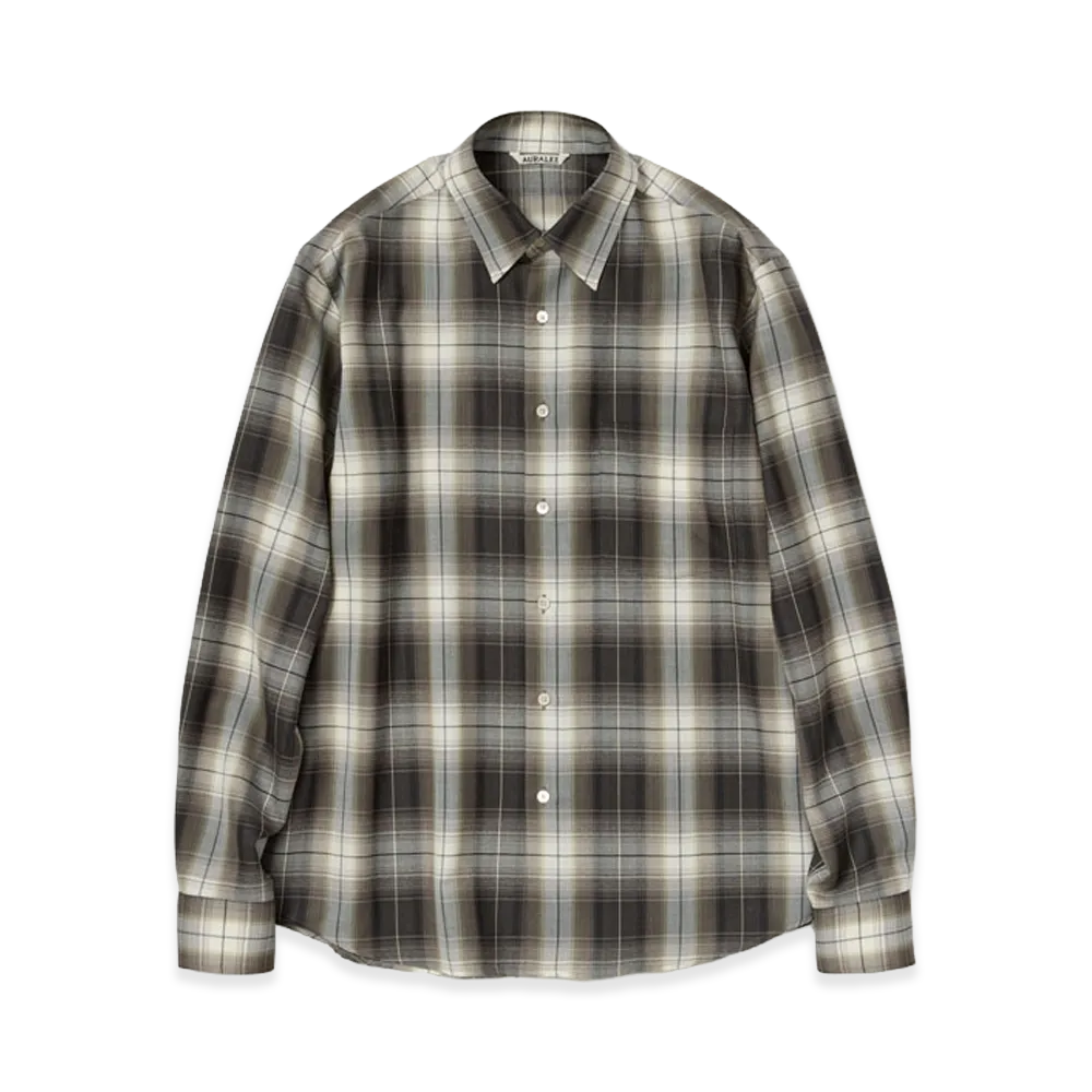 AURALEE Super Light Wool Check Shirt "Brown Charcoal Check"