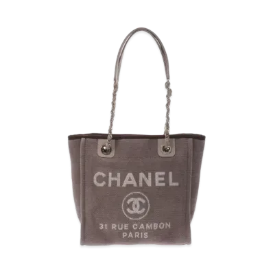 CHANEL Mini Deauville Tote Canvas "Beige/Silver"