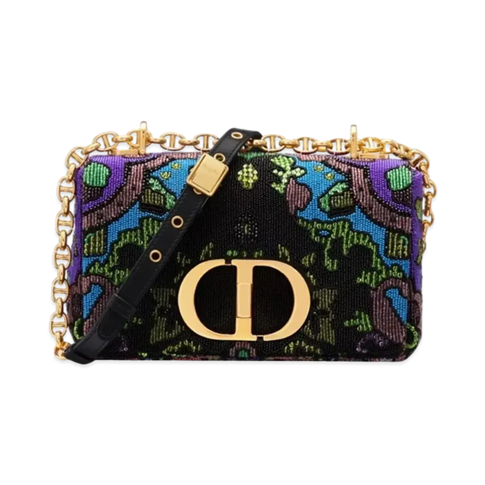 Dior Small Caro Bag Satin Embroidered Indian "Multicolor"