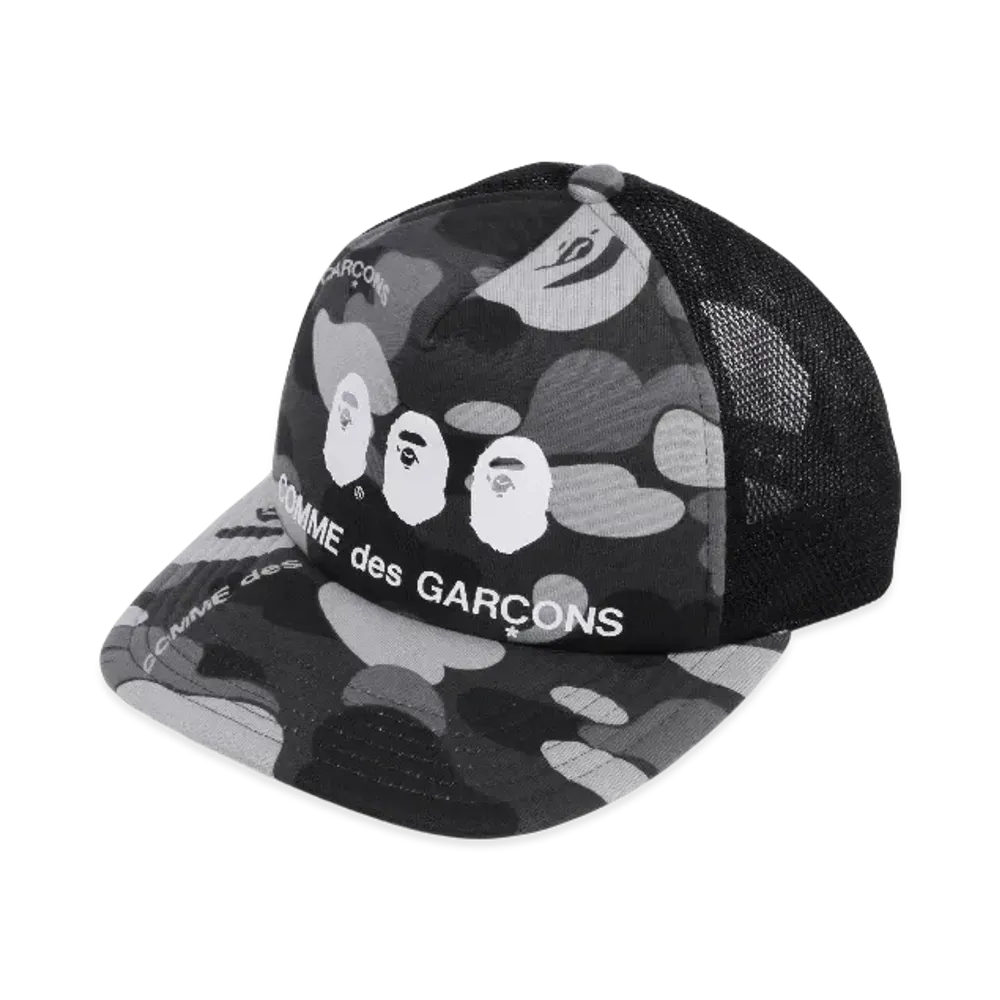 A BATHING APE x COMME des GARCONS OSAKA Camo Mesh Cap "Black"