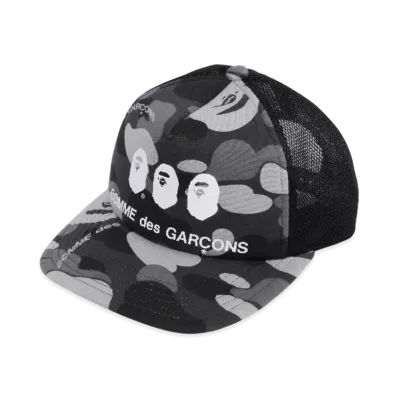 A BATHING APE x COMME des GARCONS OSAKA Camo Mesh Cap "Black"