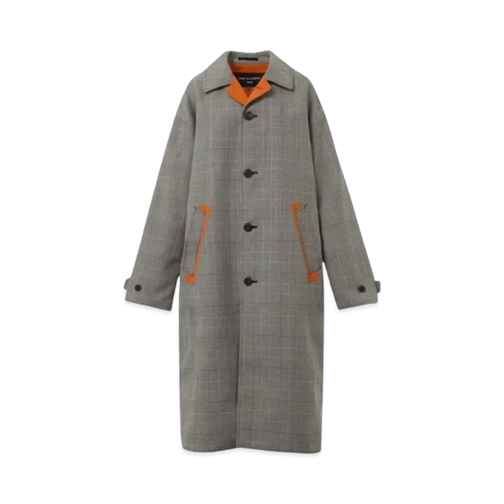 COMME des GARCONS HOMME 24FW Last Delivery Wool Ester Glen Check Coat "Grey"