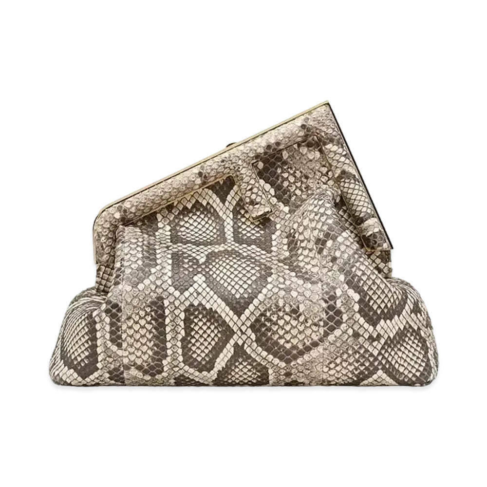FENDI First Medium Python Leather Bag "White"