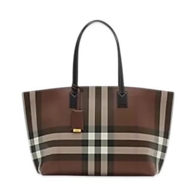Burberry Medium Check Tote "Dark Birch Brown"
