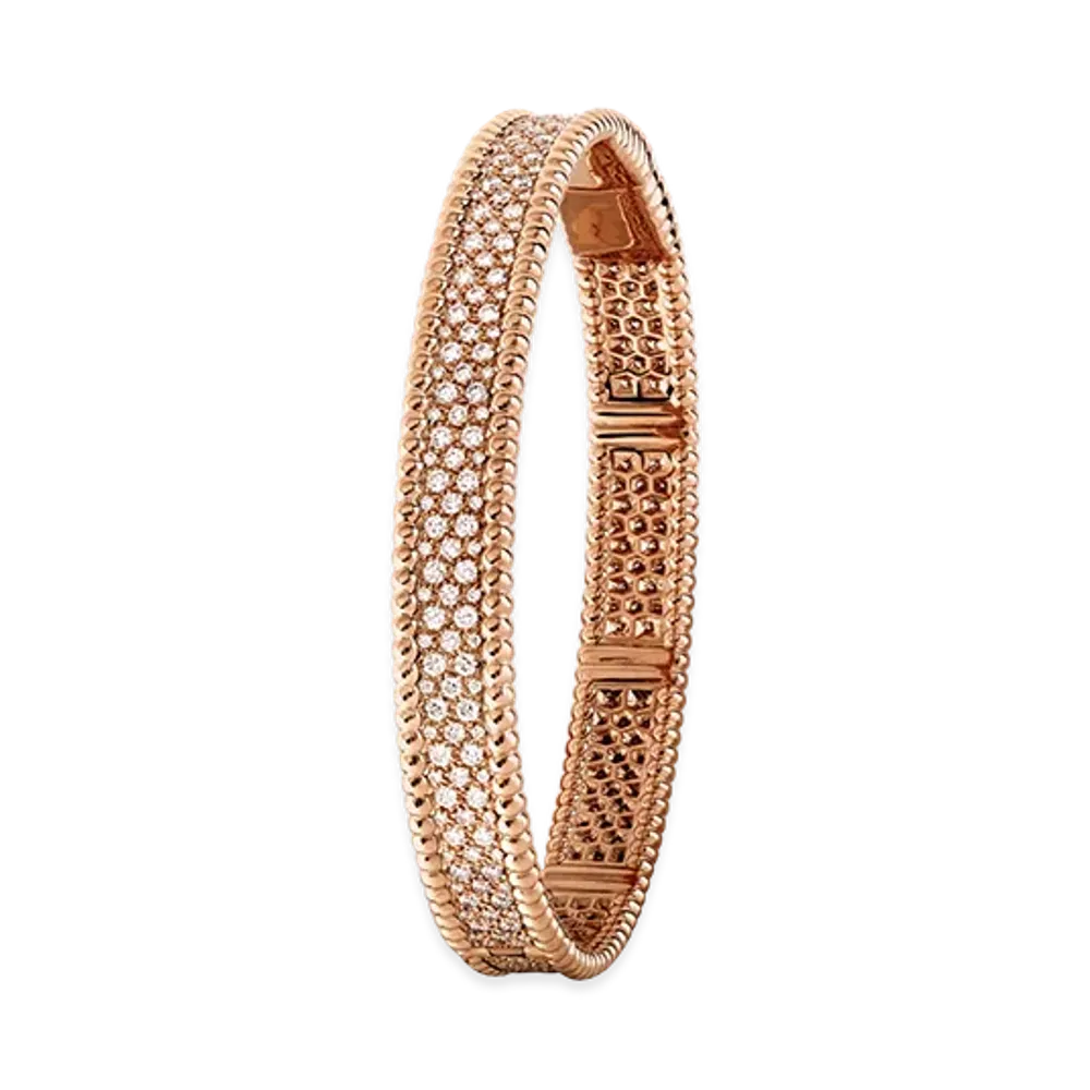 Van Cleef & Arpels Perlee diamonds bracelet 3 rows medium model "18K Rose gold/Diamond"
