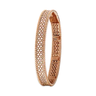 Van Cleef & Arpels Perlee diamonds bracelet 3 rows medium model "18K Rose gold/Diamond"