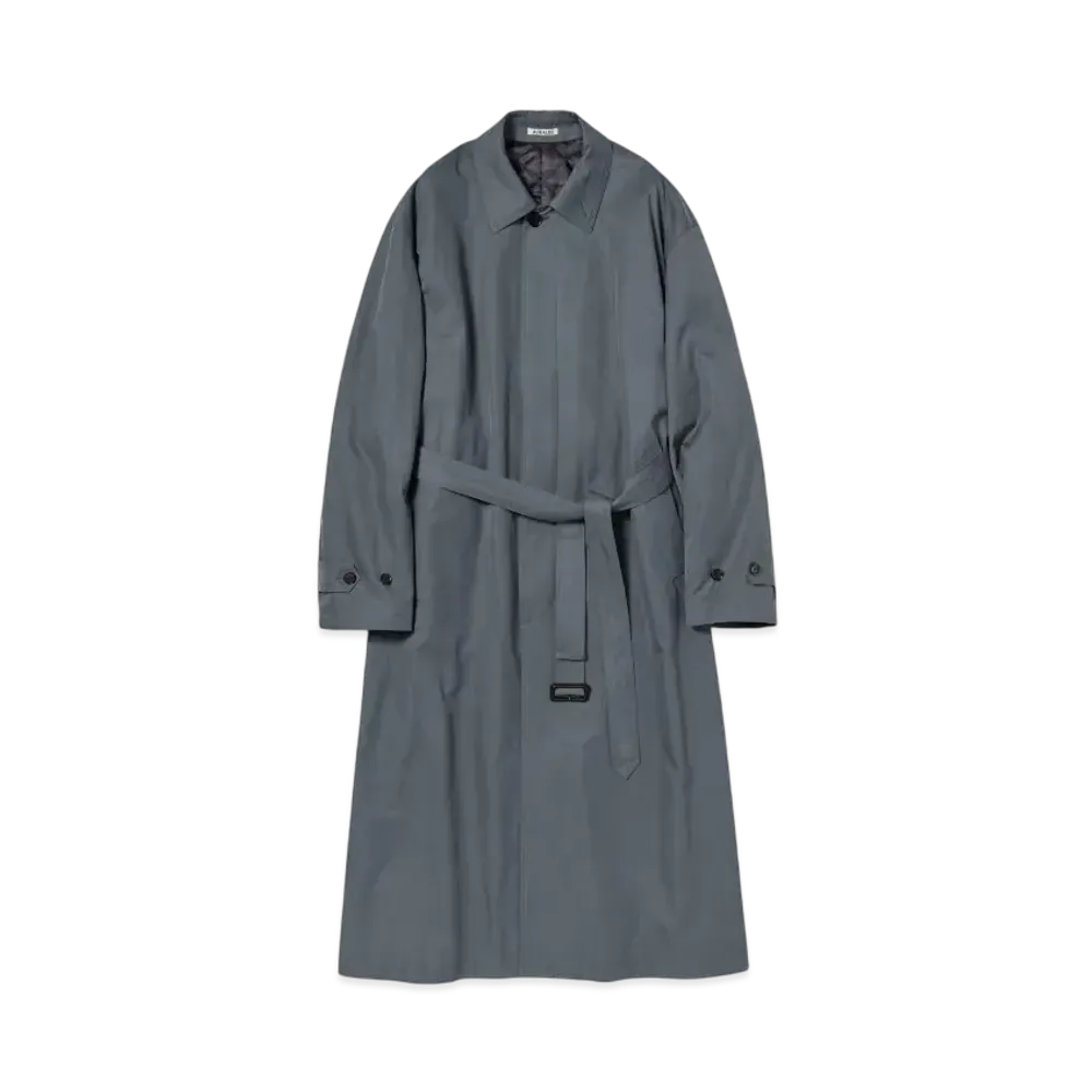 AURALEE Washed Finx Gabardine Soutien Collar Coat "Light Navy"