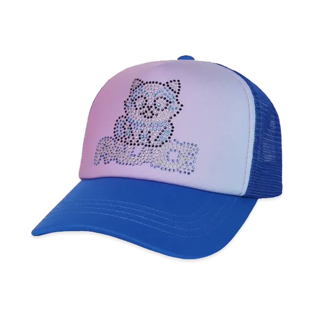 PALACE Kitty Rhinestone Trucker "Blue"