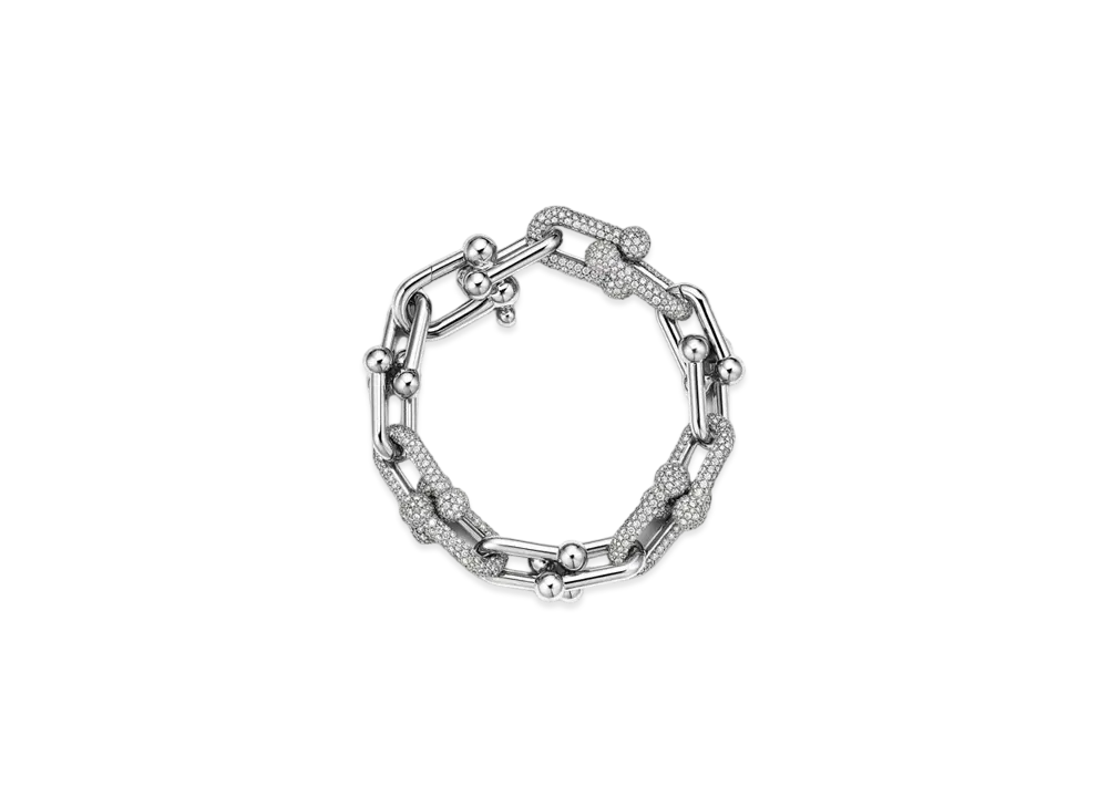 Tiffany & Co. Tiffany HardWear Large Link Bracelet with Pave Diamonds 18K "White Gold"