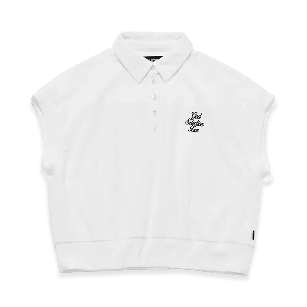 GOD SELECTION XXX Women's Script Logo Pile Polo Shirt GXL-S26-CS-08 "White"