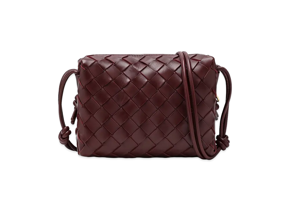 Bottega Veneta Women's Leather Mini Loop Crossbody Bag "Burgundy"
