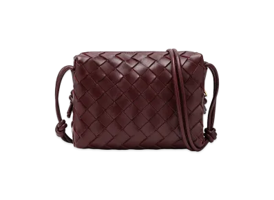 Bottega Veneta Women's Leather Mini Loop Crossbody Bag "Burgundy"