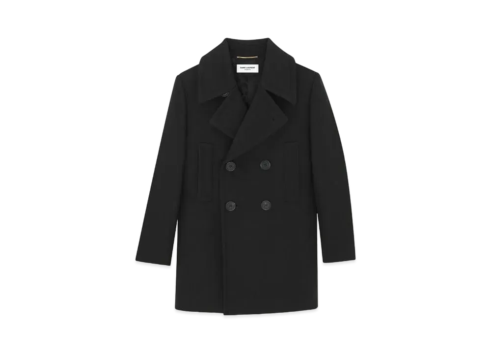 Saint Laurent Women's Double-Breasted Peacoat in Wool "Black"