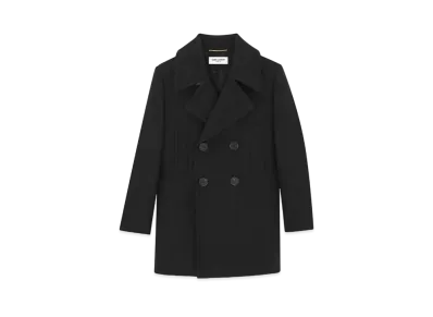 Saint Laurent Women's Double-Breasted Peacoat in Wool "Black"