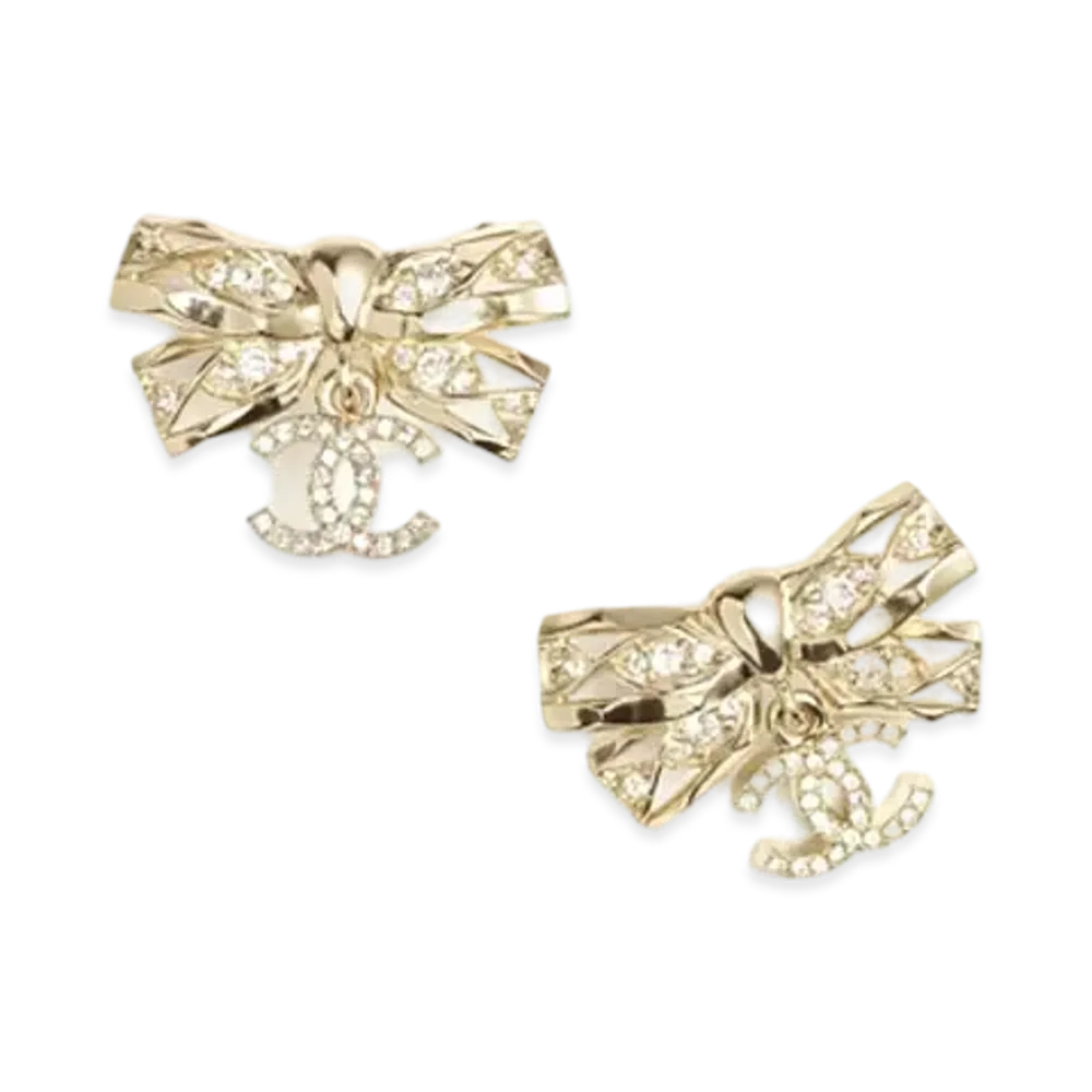 CHANEL Pendant Earrings Metal & Strass "Gold/Crystal"