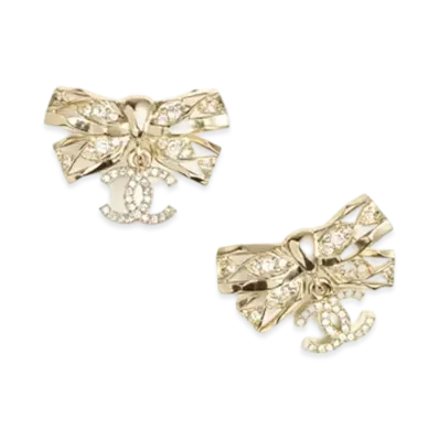 CHANEL Pendant Earrings Metal & Strass "Gold/Crystal"