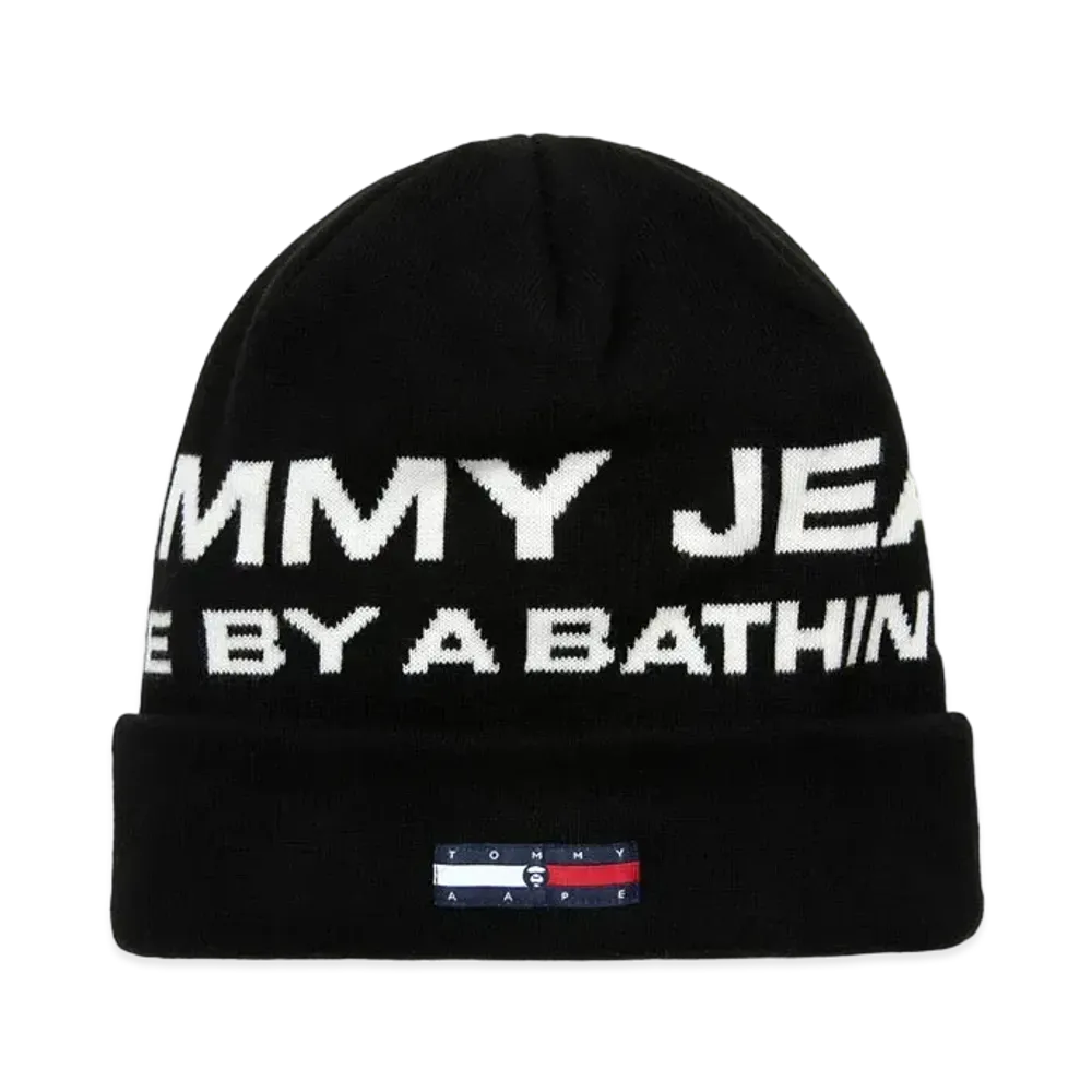 AAPE x Tommy Logo Jacquard Knit Cap "Black"