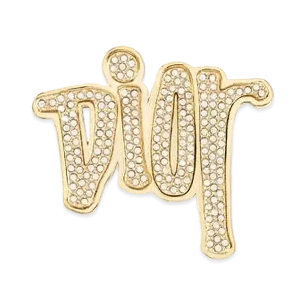 Dior x Shawn Stussy Gold-Tone Brass with Crystals Brooch "Gold"