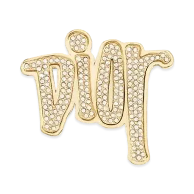 Dior x Shawn Stussy Gold-Tone Brass with Crystals Brooch "Gold"