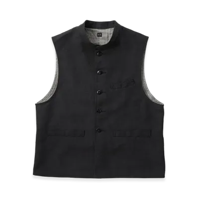 T.T Taiga Takahashi LOT.107 Stand Collar Vest "Melange Black"