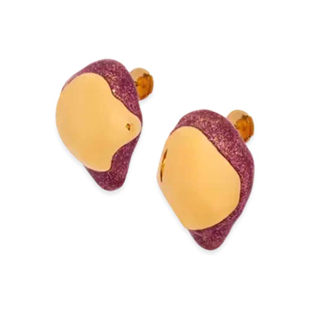 LOEWE x Lynda Benglis Foam Drip Earrings in Sterling Silver and Enamel "Gold/Pink"