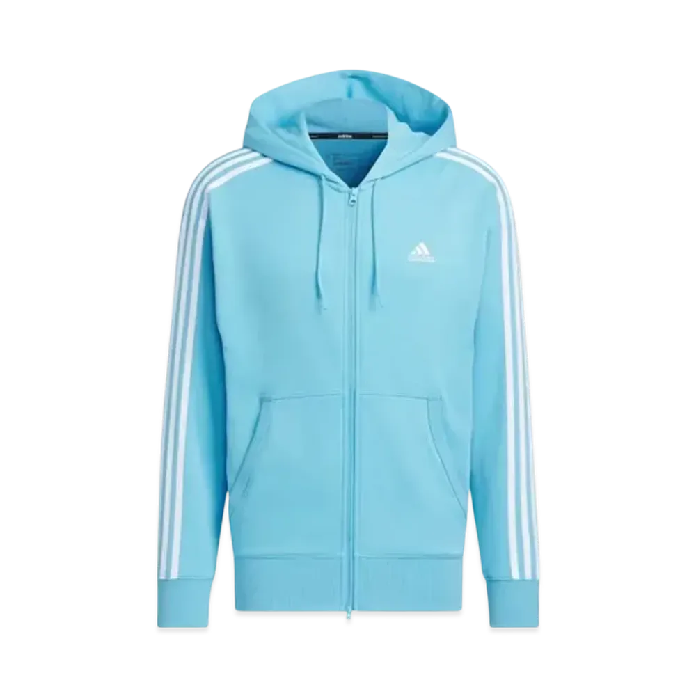 adidas Essentials Plus Loose Fit Three Stripes French Terry Full Zip Parka "Semi Blue Burst"