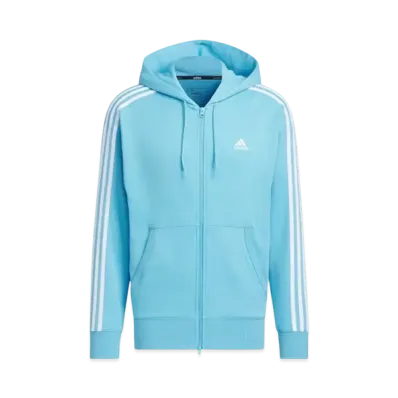 adidas Essentials Plus Loose Fit Three Stripes French Terry Full Zip Parka "Semi Blue Burst"