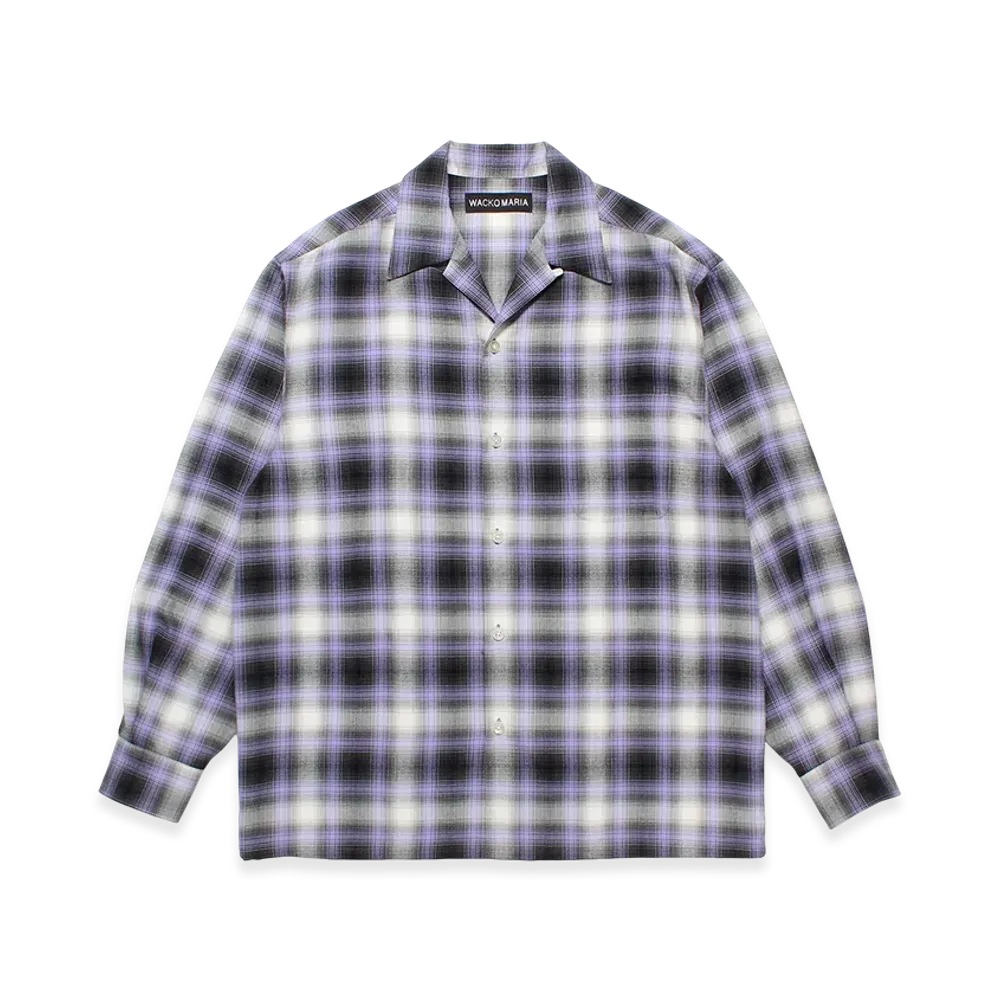 WACKO MARIA Ombre Check Open Collar Shirt "Purple"