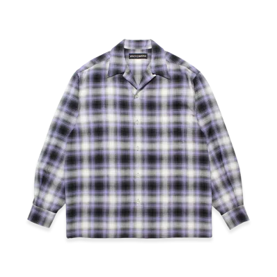 WACKO MARIA Ombre Check Open Collar Shirt "Purple"