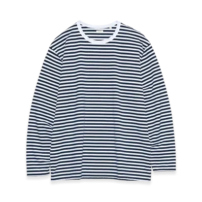 nanamica Coolmax Stripe Jersey L/S Tee "Navy/White"
