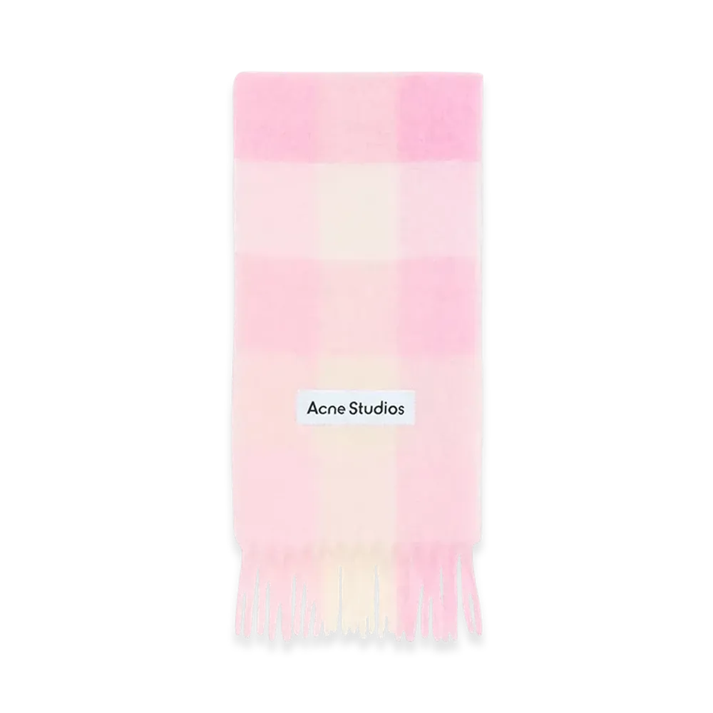 Acne Studios Mohair Check Scarf "Candy Pink/White/Pale Pink"