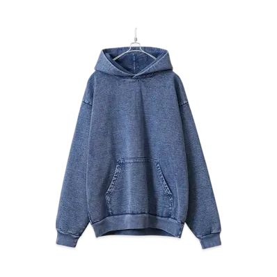 Los Angeles Apparel 14oz Mineral Wash Heavy Fleece Pullover Hoodie Sweat Parka "Indigo"